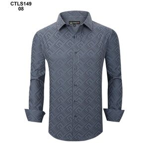 Men's Classic Patterned Dress Shirt - Blue